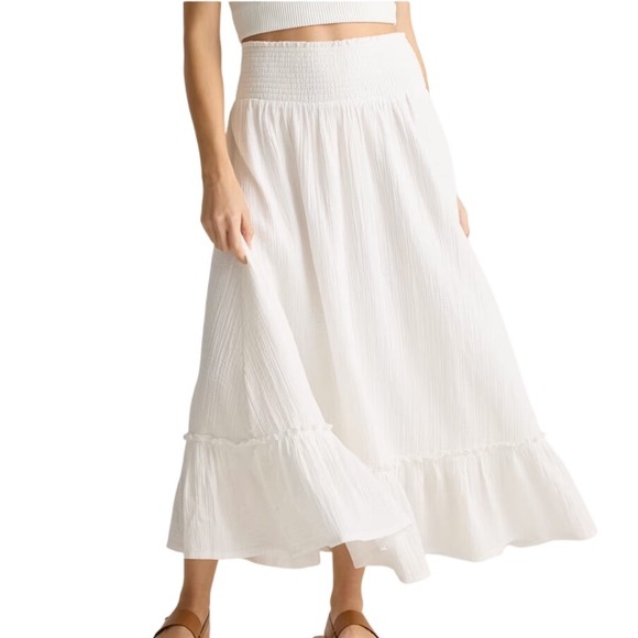 Quince Dresses & Skirts - Quince 100% Organic Cotton Gauze Smocked Maxi Skirt Small White New‎ w/ Tags
